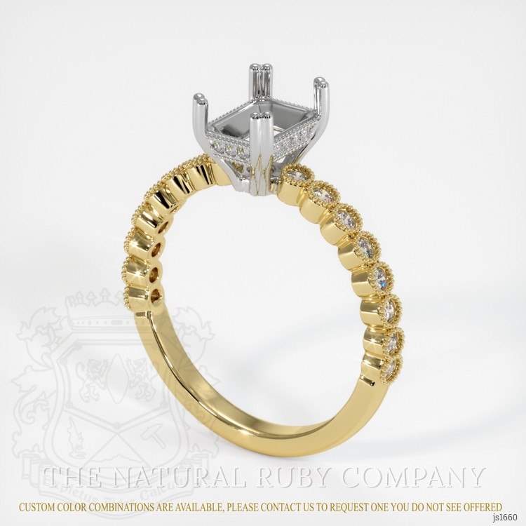 18K White & Yellow Antique Style Ring Setting
