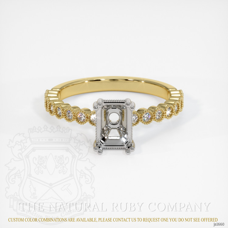 18K White & Yellow Antique Style Ring Setting