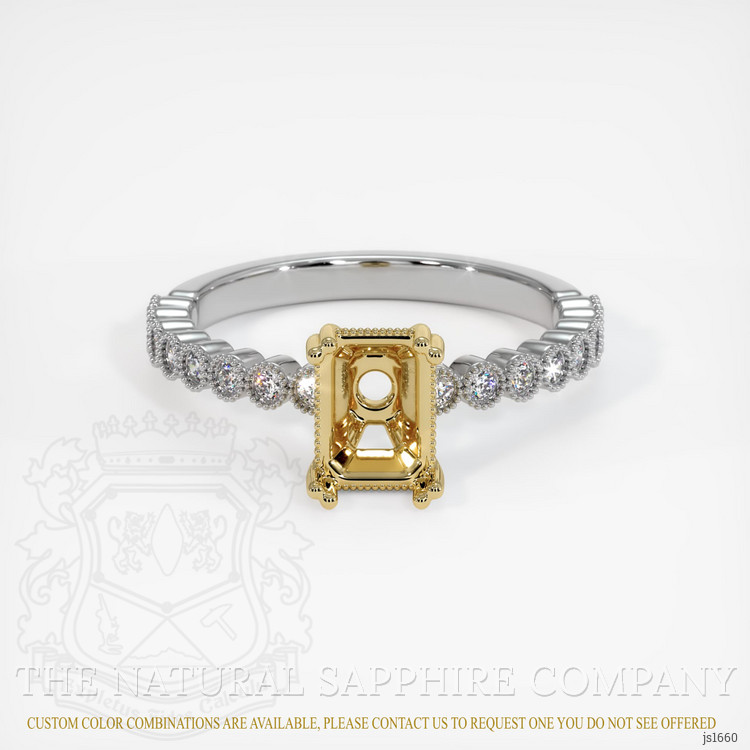 14K Yellow & White Antique Style Ring Setting