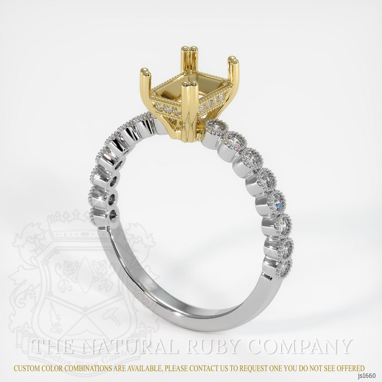 18K Yellow & White Antique Style Ring Setting