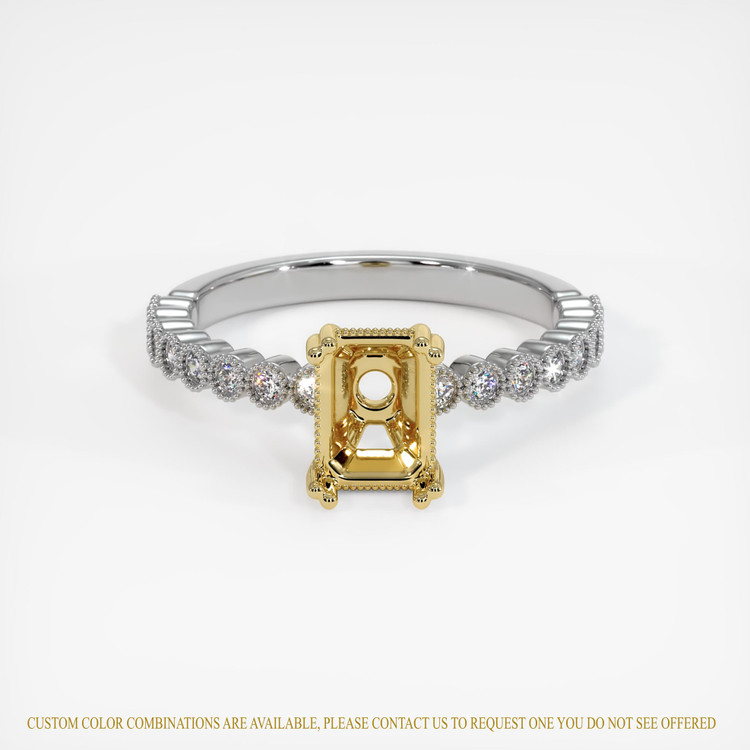 18K Yellow & White Antique Style Ring Setting