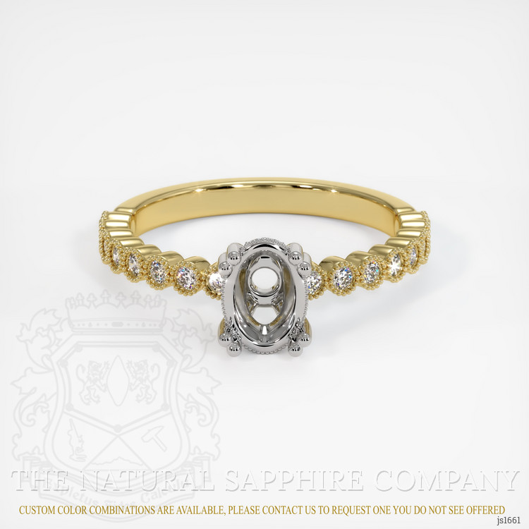 14K White & Yellow Antique Style Ring Setting