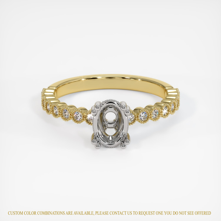 14K White & Yellow Antique Style Ring Setting