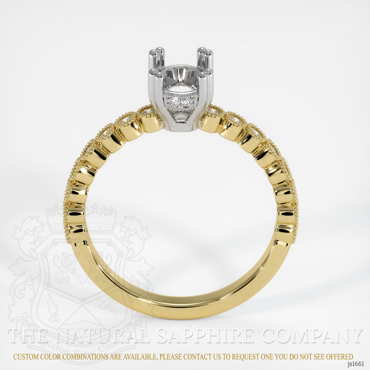 14K White & Yellow Antique Style Ring Setting