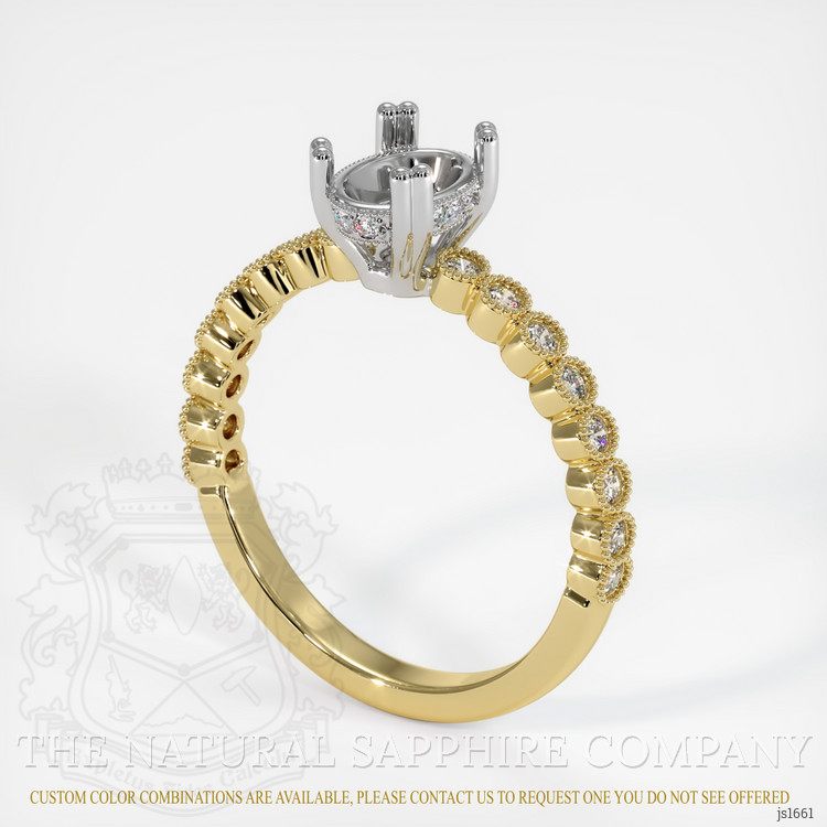 18K White & Yellow Antique Style Ring Setting