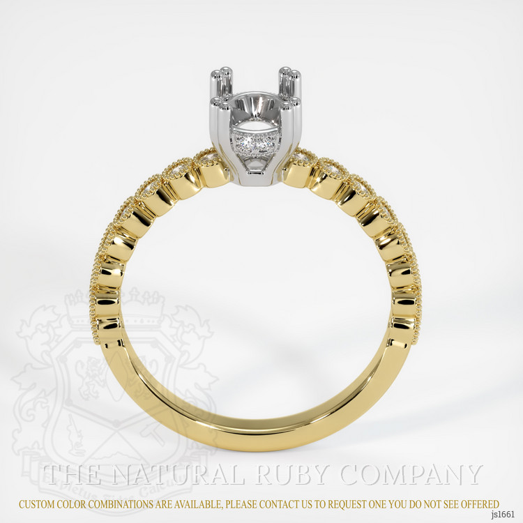 18K White & Yellow Antique Style Ring Setting