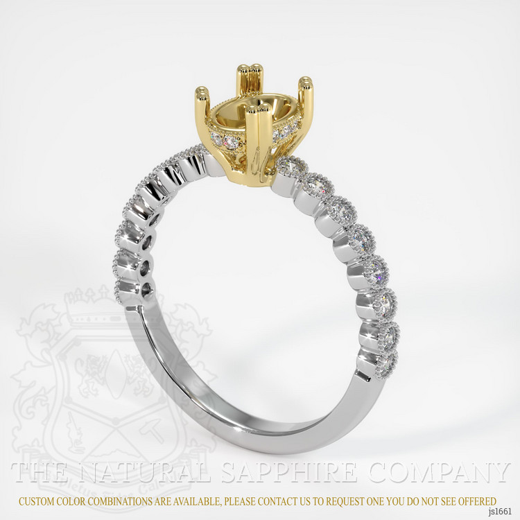 18K Yellow & White Antique Style Ring Setting