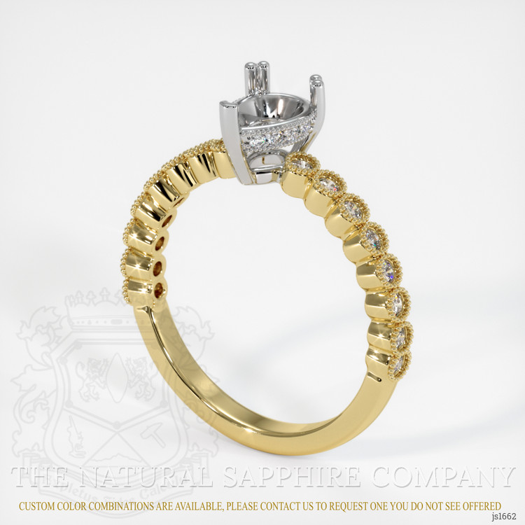 18K White & Yellow Antique Style Ring Setting