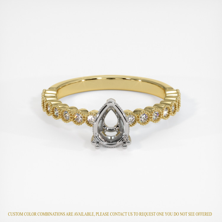 18K White & Yellow Antique Style Ring Setting