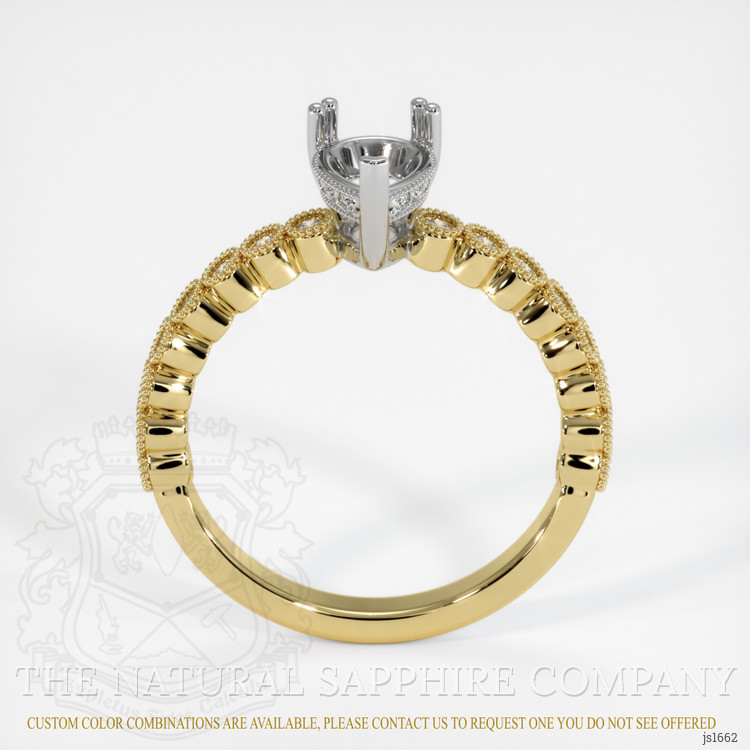 18K White & Yellow Antique Style Ring Setting