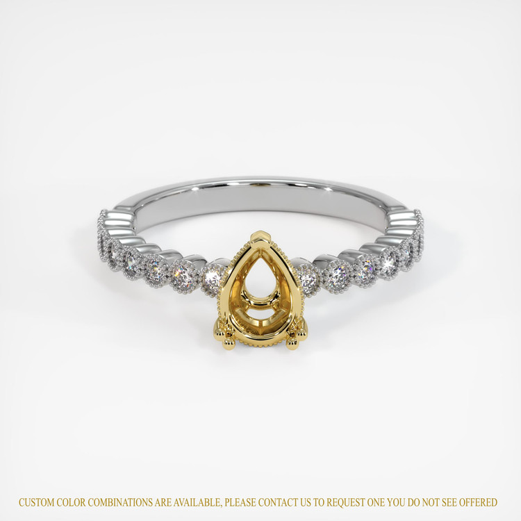 18K Yellow & White Antique Style Ring Setting