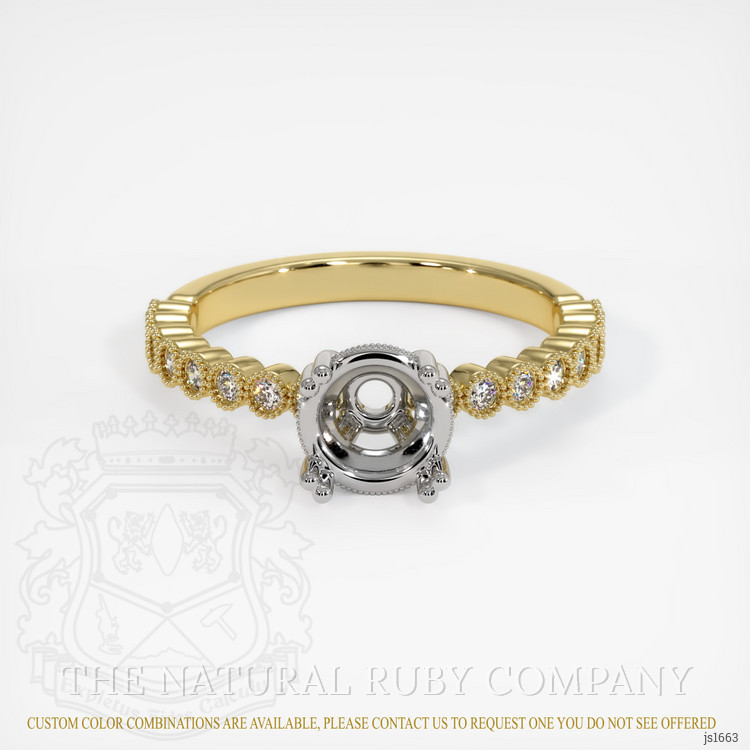 14K White & Yellow Antique Style Ring Setting