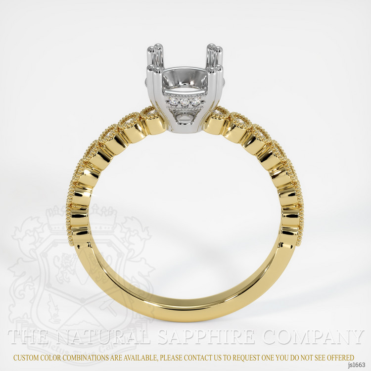 14K White & Yellow Antique Style Ring Setting