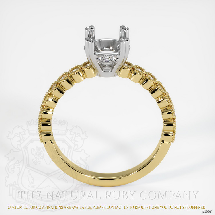 14K White & Yellow Antique Style Ring Setting