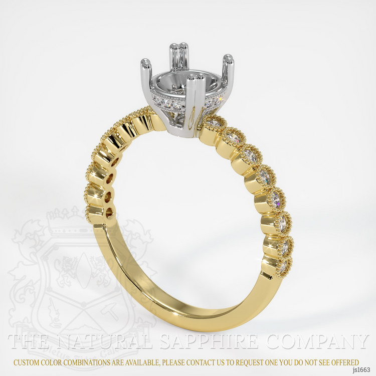 18K White & Yellow Antique Style Ring Setting