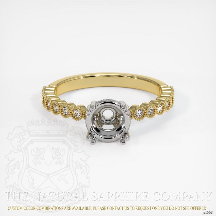 18K White & Yellow Antique Style Ring Setting
