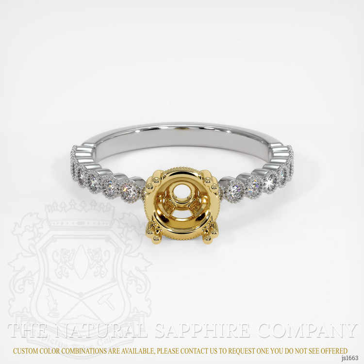 18K Yellow & White Antique Style Ring Setting
