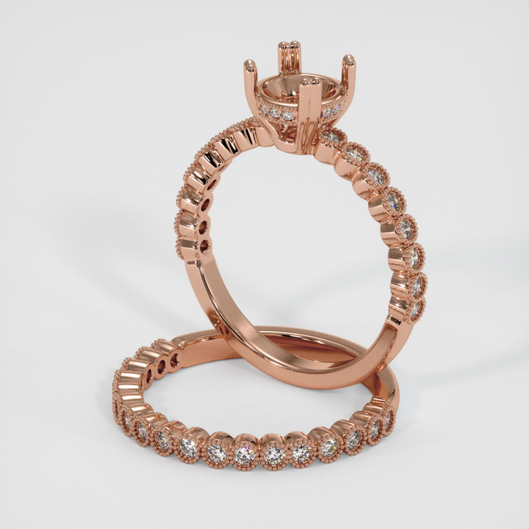 14K Rose Gold Antique Style Ring Setting
