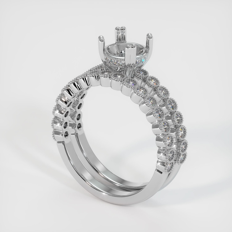 14K White Gold Antique Style Ring Setting