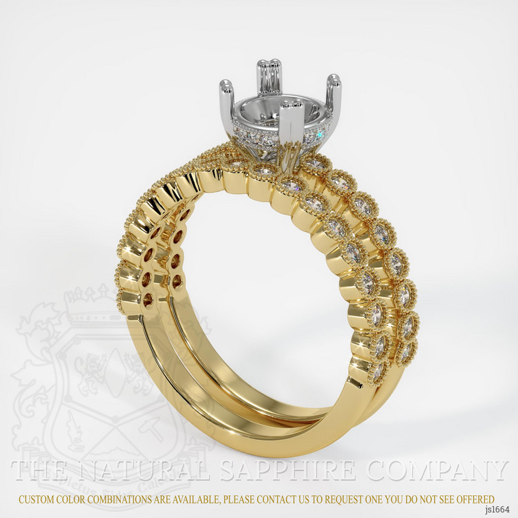 14K White & Yellow Antique Style Ring Setting