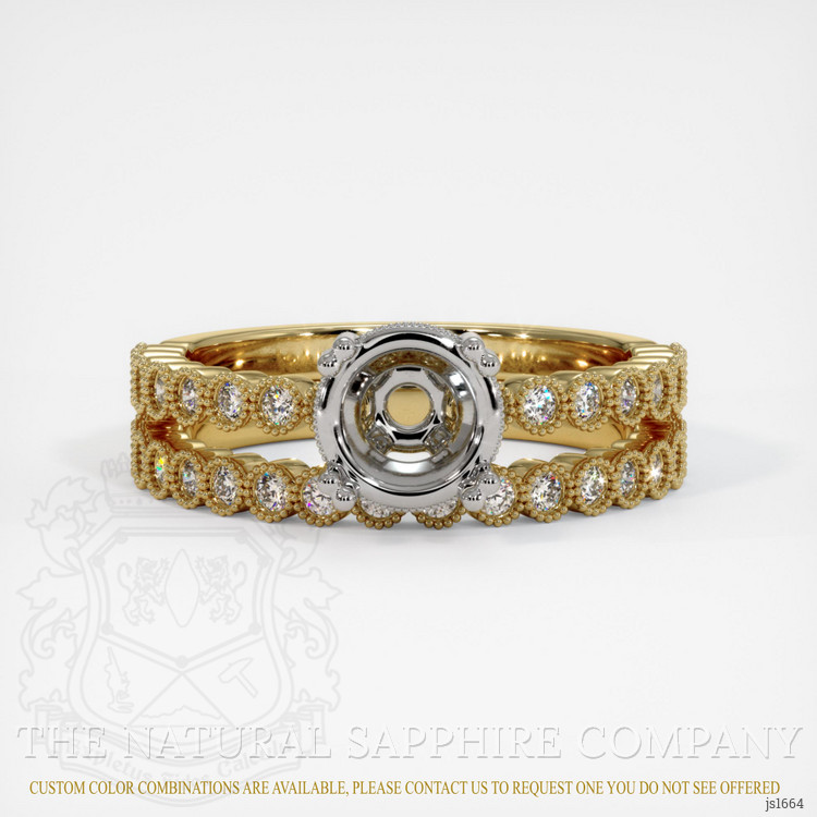 14K White & Yellow Antique Style Ring Setting