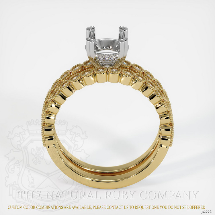 14K White & Yellow Antique Style Ring Setting