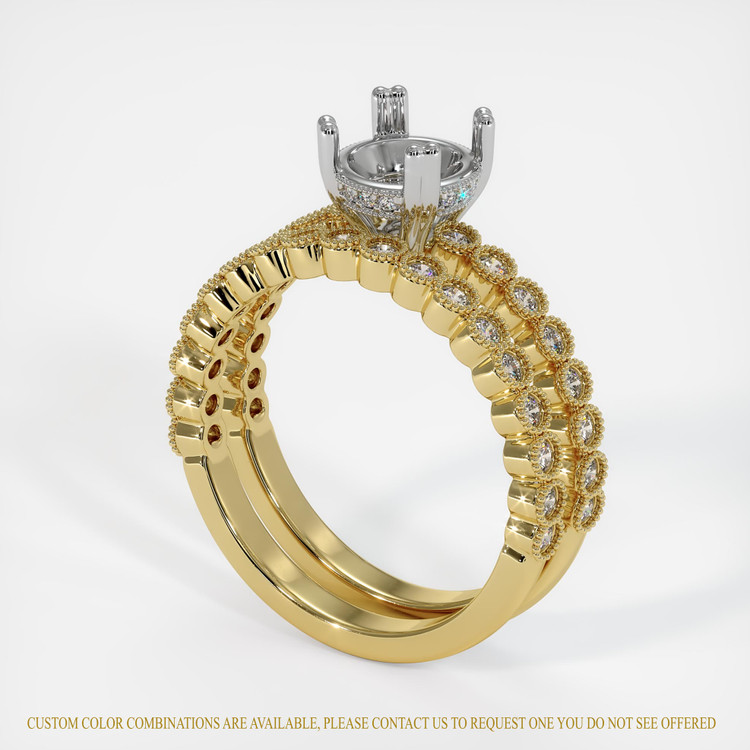 18K White & Yellow Antique Style Ring Setting