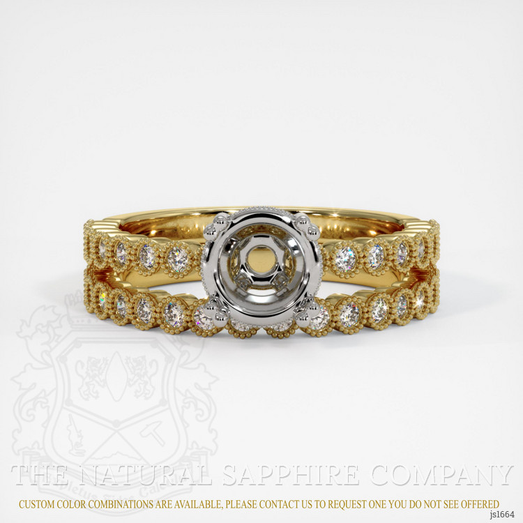 18K White & Yellow Antique Style Ring Setting