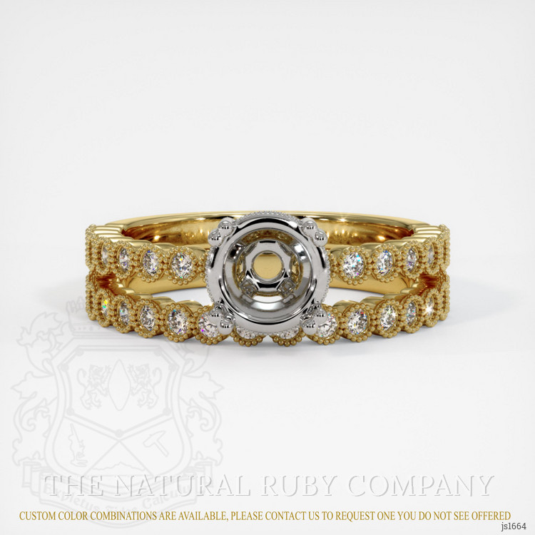 18K White & Yellow Antique Style Ring Setting