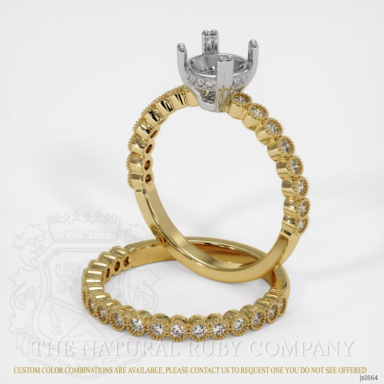 18K White & Yellow Antique Style Ring Setting