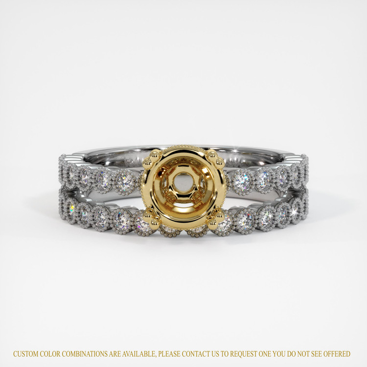 14K Yellow & White Antique Style Ring Setting