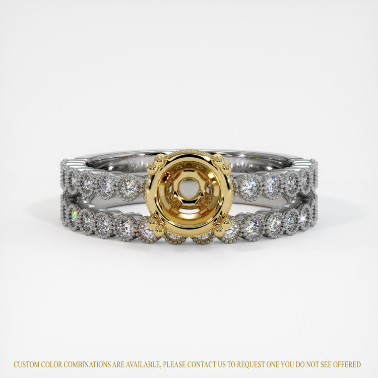18K Yellow & White Antique Style Ring Setting