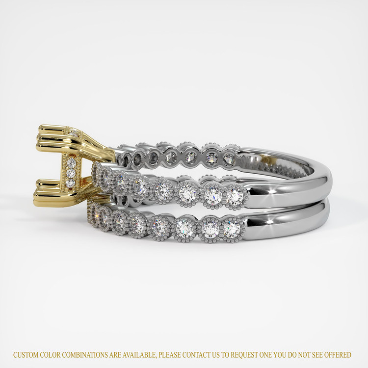 18K Yellow & White Antique Style Ring Setting