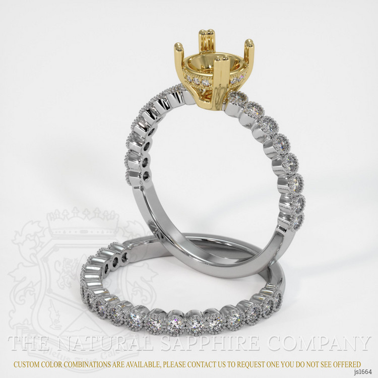 18K Yellow & White Antique Style Ring Setting