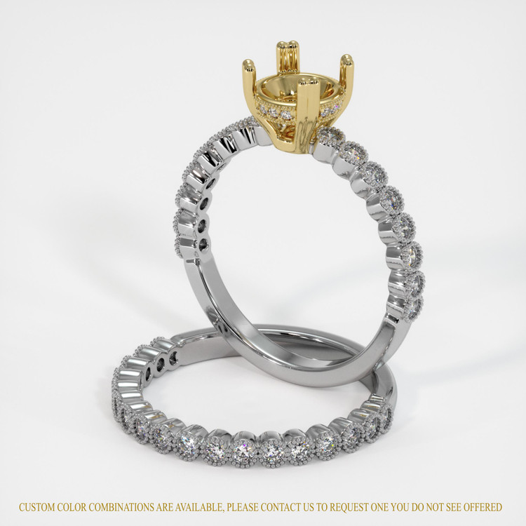 18K Yellow & White Antique Style Ring Setting