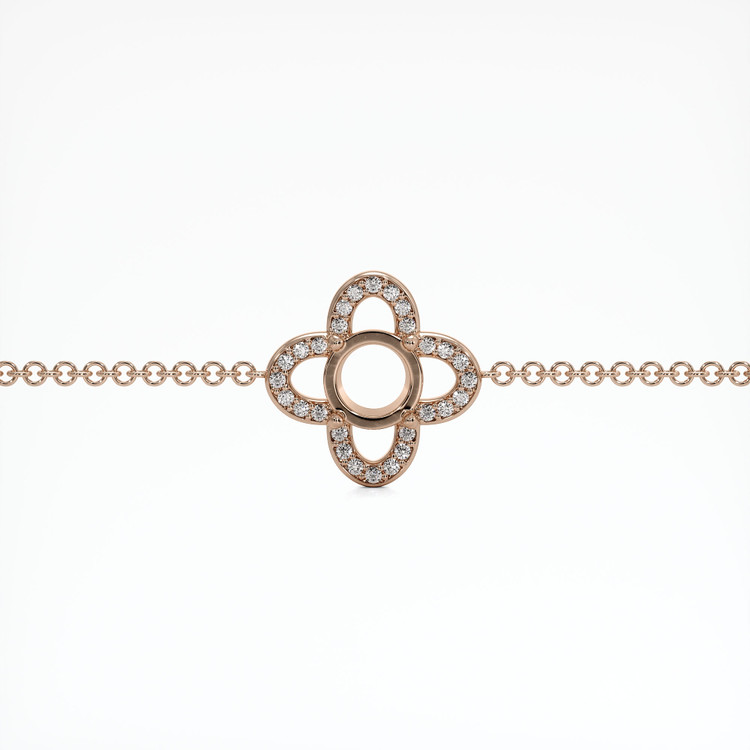 14K Rose Gold Pave Bracelet Setting