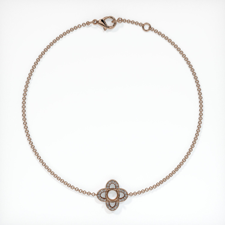 14K Rose Gold Pave Bracelet Setting