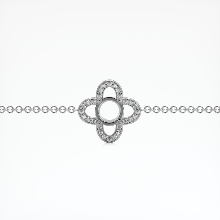 14K White Gold Pave Bracelet Setting