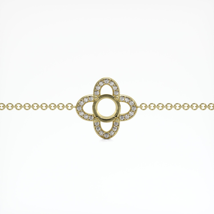 14K Yellow Gold Pave Bracelet Setting