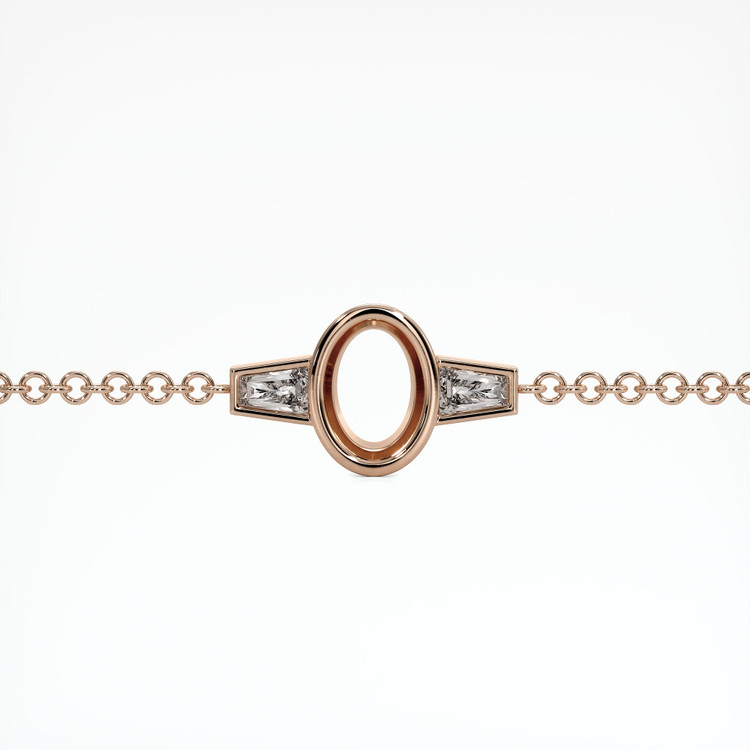 14K Rose Gold Accent Stones Bracelet Setting