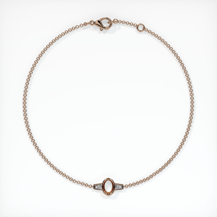 14K Rose Gold Accent Stones Bracelet Setting