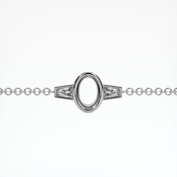 14K White Gold Accent Stones Bracelet Setting