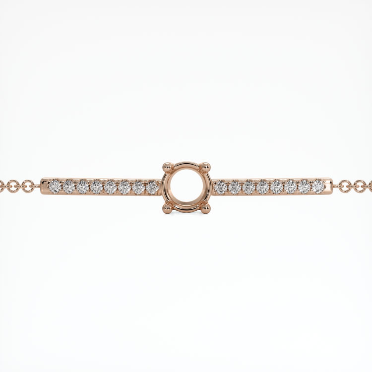 14K Rose Gold Pave Bracelet Setting