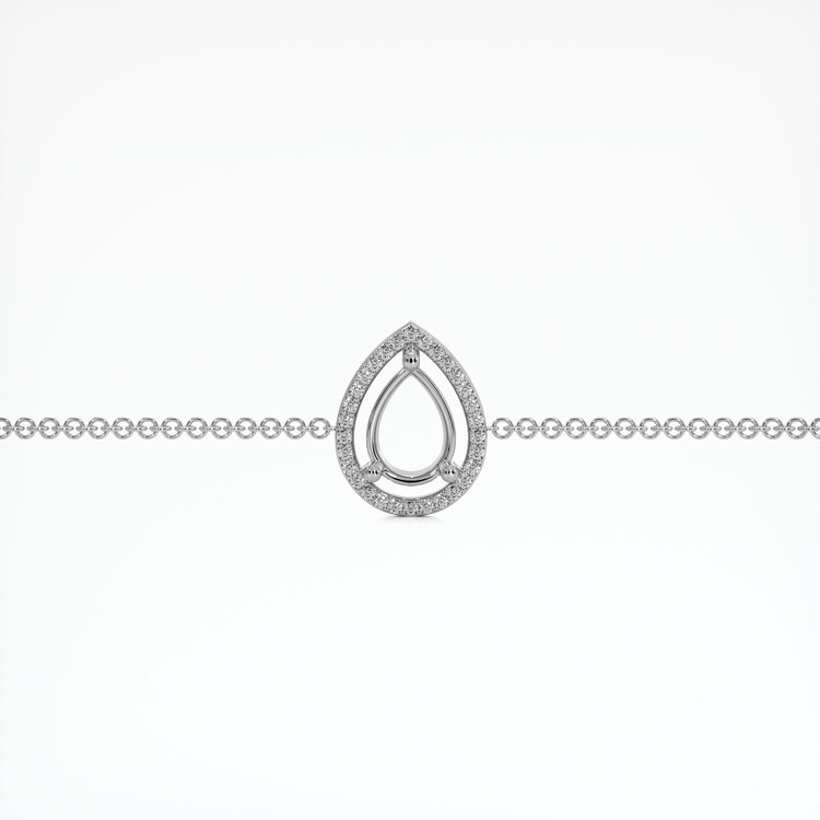 14K White Gold Pave Bracelet Setting