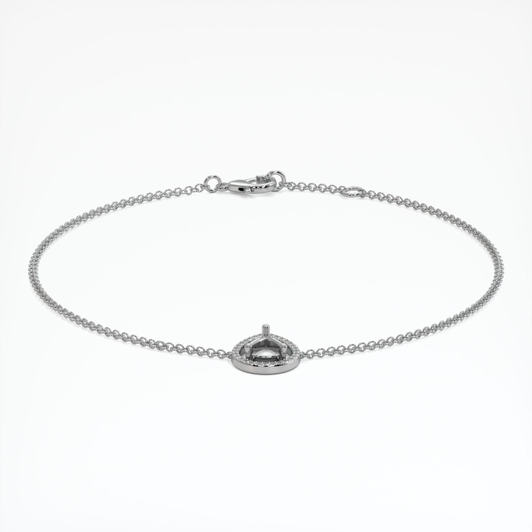 14K White Gold Pave Bracelet Setting