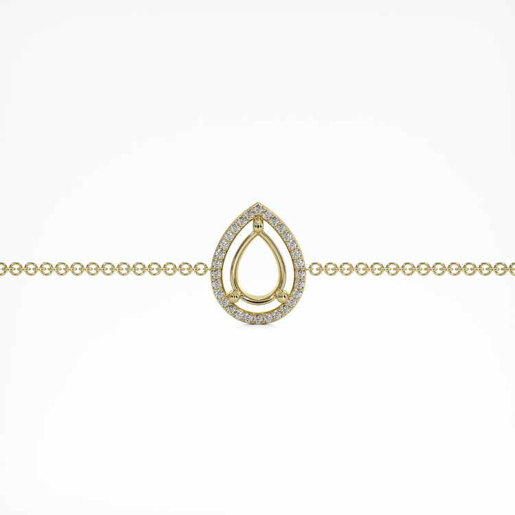 14K Yellow Gold Pave Bracelet Setting