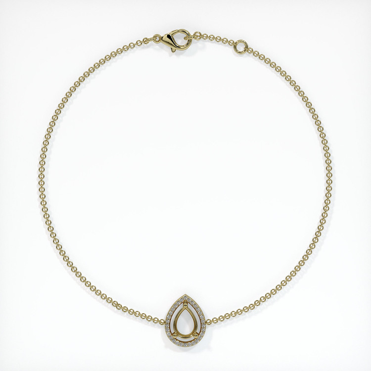 14K Yellow Gold Pave Bracelet Setting