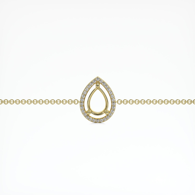 18K Yellow Gold Pave Bracelet Setting