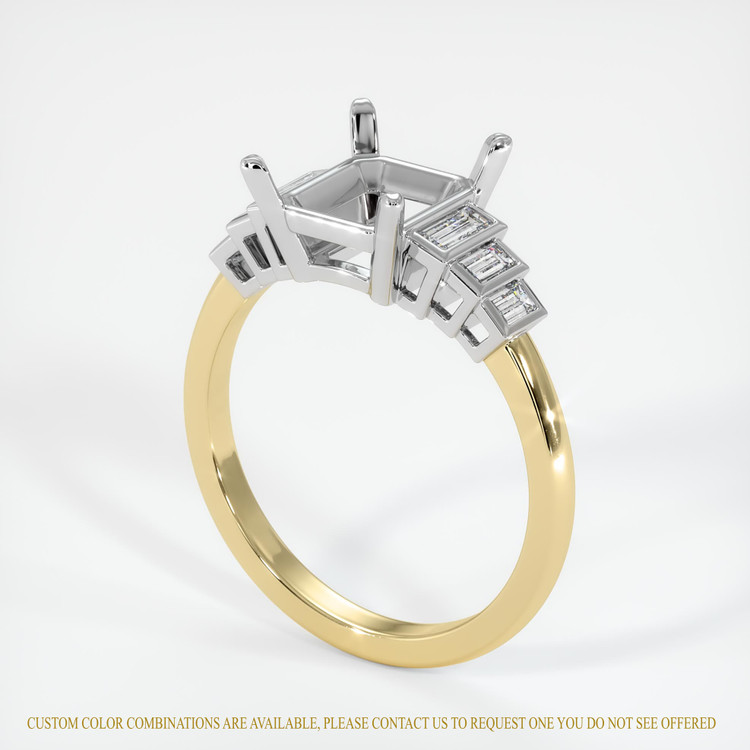 14K White & Yellow Antique Style Ring Setting