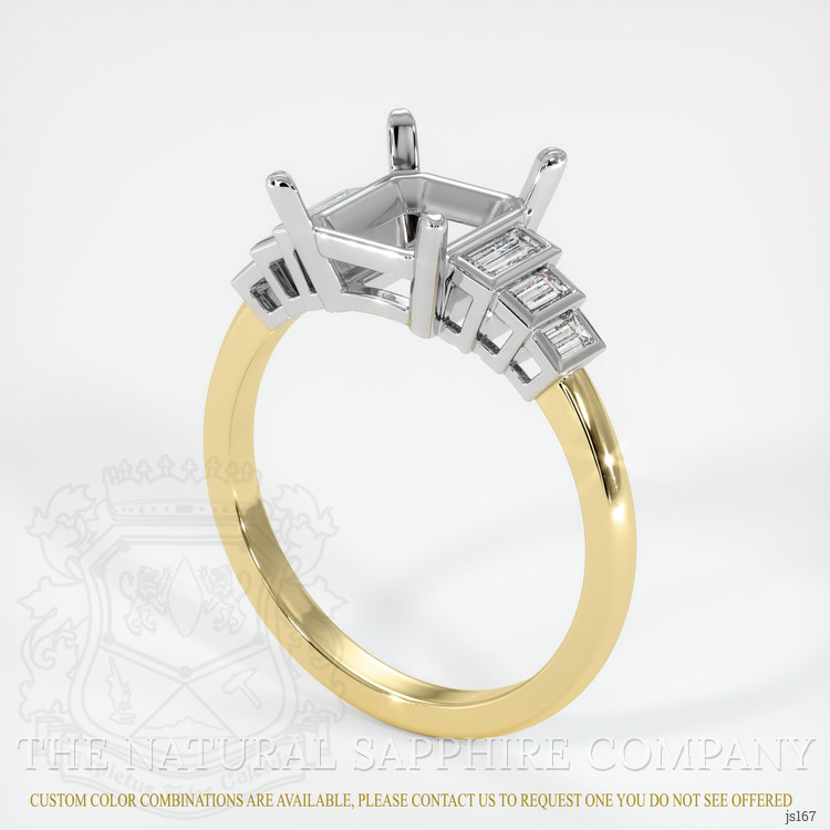 18K White & Yellow Antique Style Ring Setting
